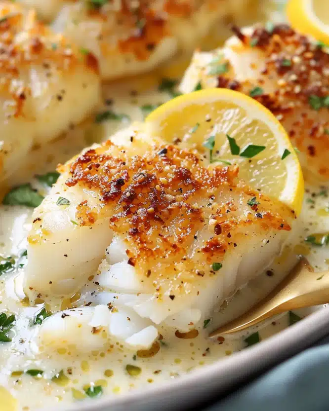 Tasty Baked Cod in Coconut Lemon Cream Sauce