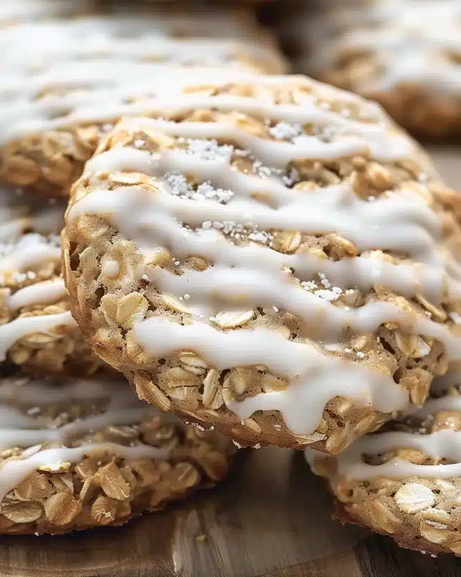 Brown Butter Iced Oatmeal Cookies