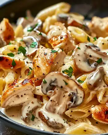 Decadent Chicken and Mushroom Pasta in Creamy Sauce