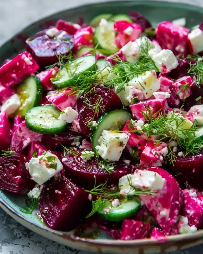 Beet Salad with Feta, Cucumbers & Dill