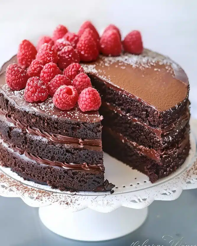 Chocolate Raspberry Truffle Cake