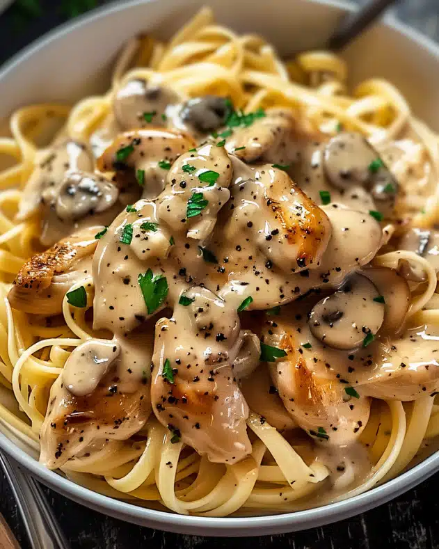 Chicken Marsala Pasta in Creamy Sauce