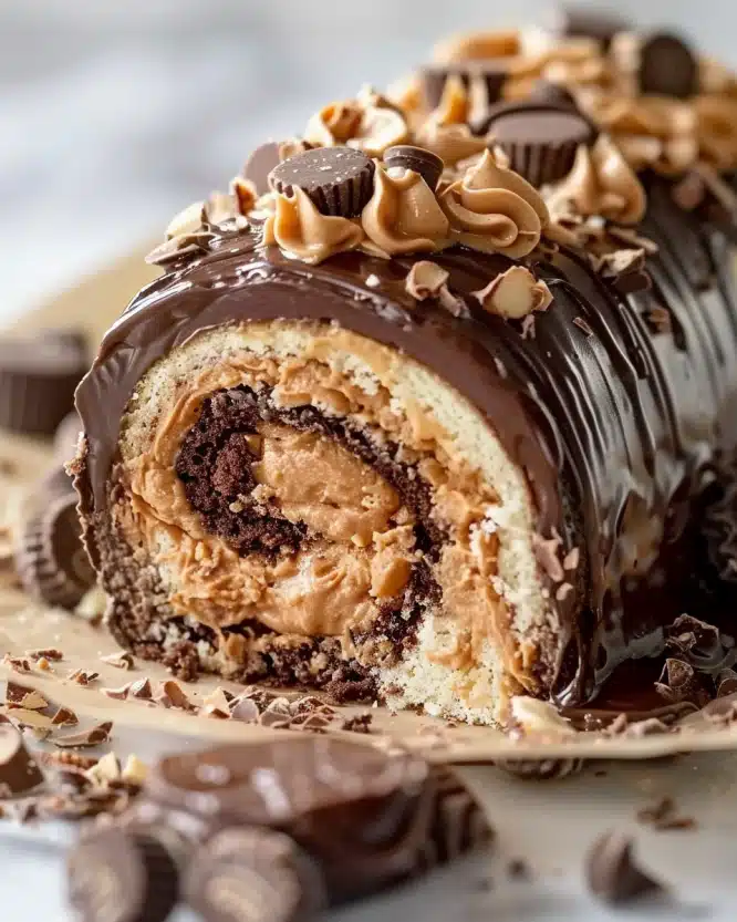 Peanut Butter Cup Cake Roll