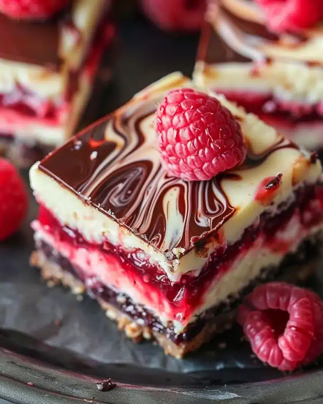 Raspberry Nutella Swirl Cheesecake Bars