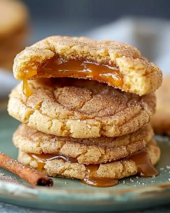 Caramel Stuffed Snickerdoodle Cookies