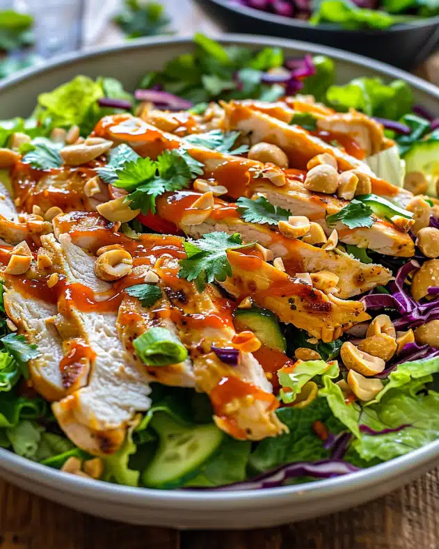 Crunchy Thai Chicken Salad with Peanut Dressing