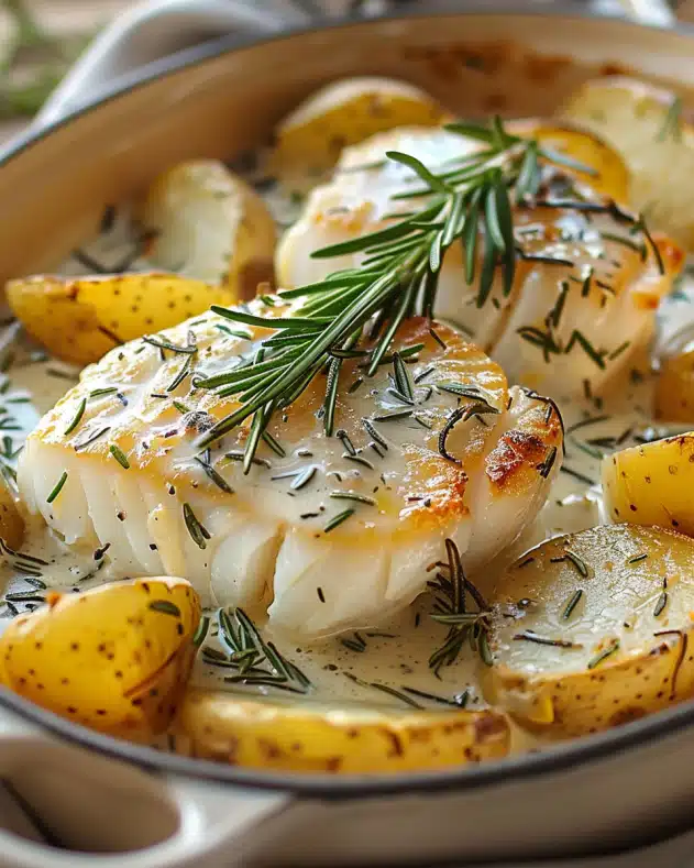 Cod and Potatoes in Rosemary Cream Sauce