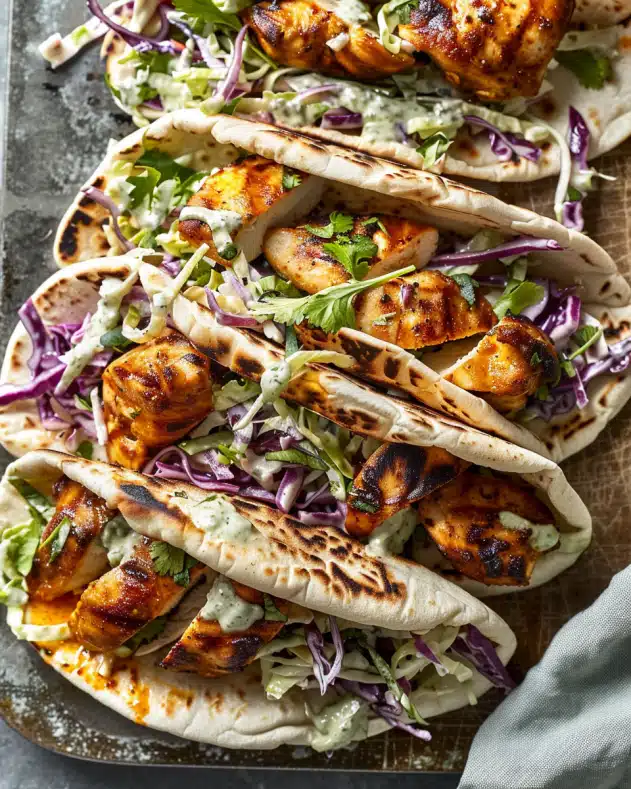 Sheet Pan Chicken Pitas with Herby Ranch Slaw