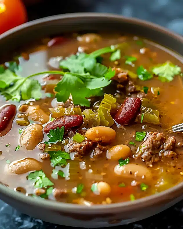 Hearty Pinto Bean, Green Chile & Beef Soup