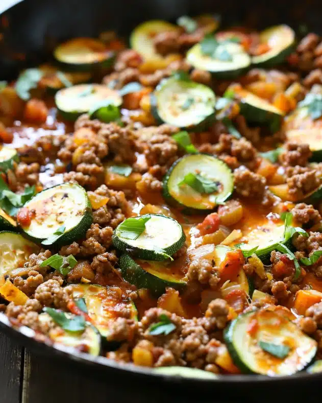 Quick Zucchini and Ground Beef Skillet