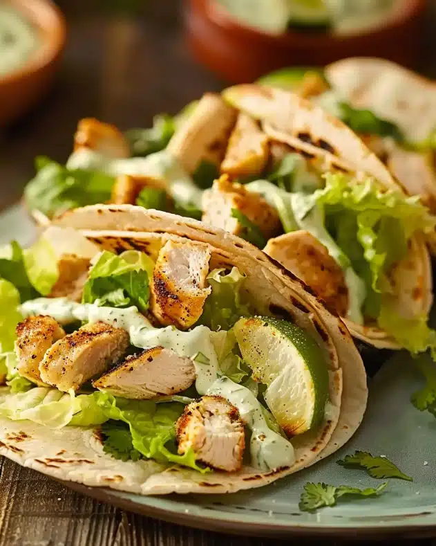 Smash Chicken Caesar Tacos