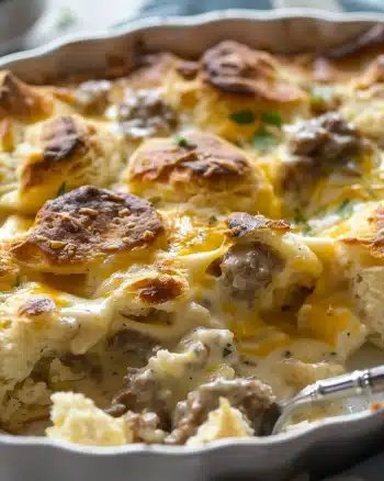 Biscuits and Gravy Breakfast Casserole