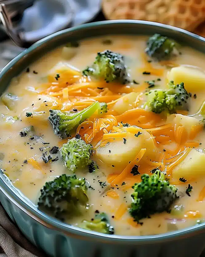 Slow Cooker Cheesy Potato & Broccoli Soup