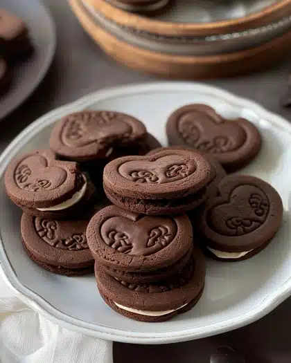 Chocolate Heart Sandwich Cookies