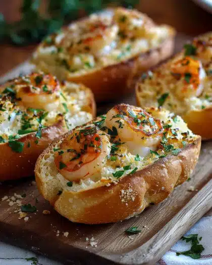 Crabby Shrimp-Stuffed Garlic Bread Bombs