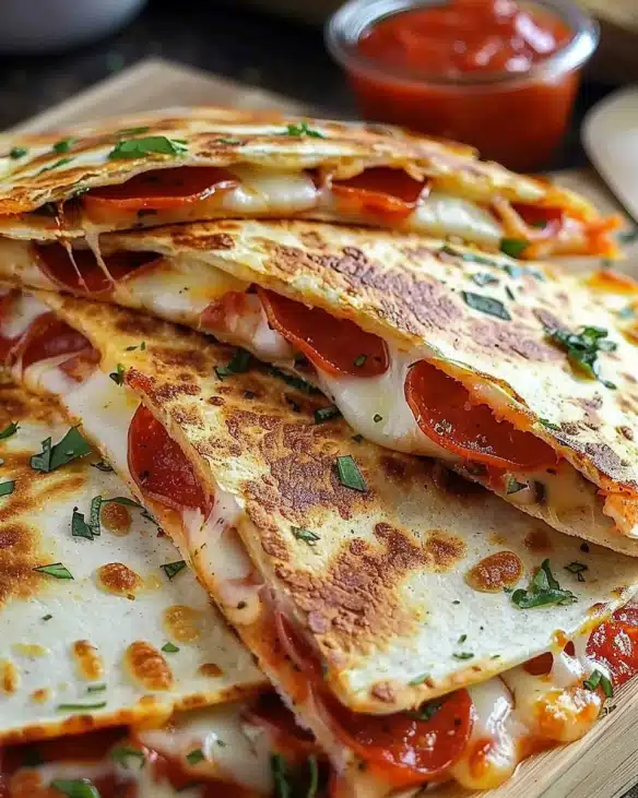 Pepperoni Cheese Pizza Quesadillas