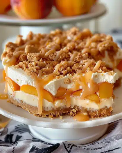 Decadent Peach Crumb Cheesecake Delight
