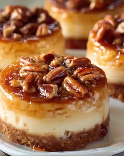 Mini Crème Brûlée Caramel Pecan Cheesecakes