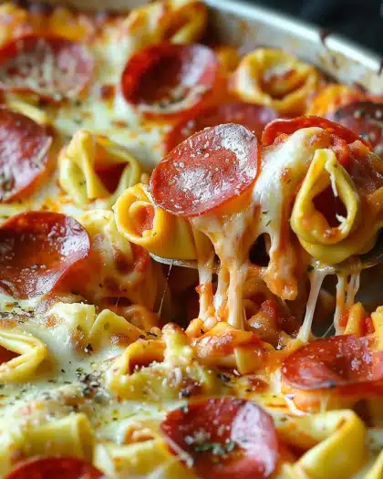 Cheese Tortellini Pepperoni Pizza Casserole