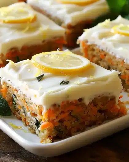 Easy Carrot and Zucchini Bars with Lemon Cream Cheese Frosting