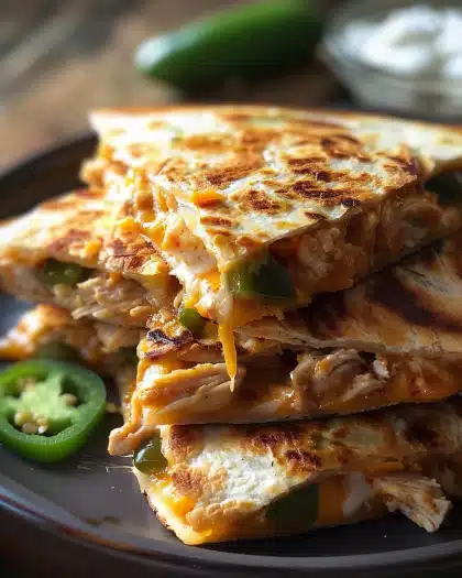 Spicy Chicken Jalapeño Popper Quesadillas
