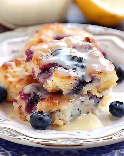 Blueberry Butter Swim Biscuits with Lemon Glaze