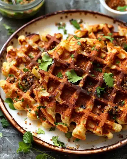 Indian Spiced Vegan Potato Quinoa Waffles