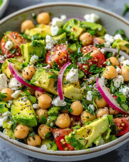 Chickpea Feta Avocado Salad