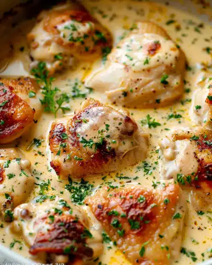 Creamy Oven Baked Chicken Thighs