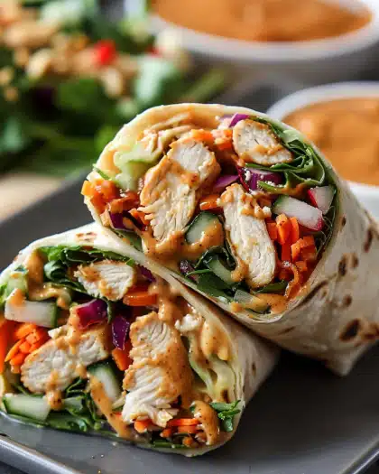Thai Peanut Chicken Wraps
