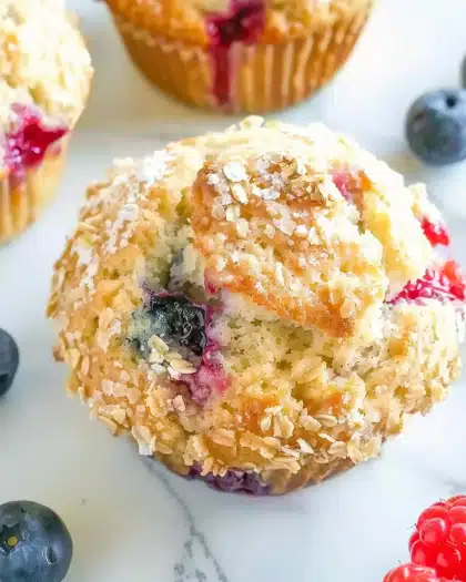 Bakery Style Mixed Berry Muffins