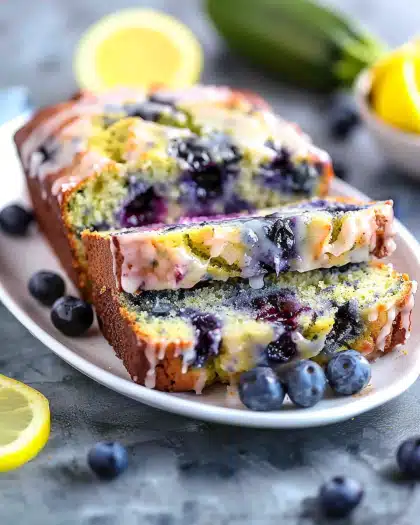 Moist Blueberry Zucchini Bread With A Lemon Glaze