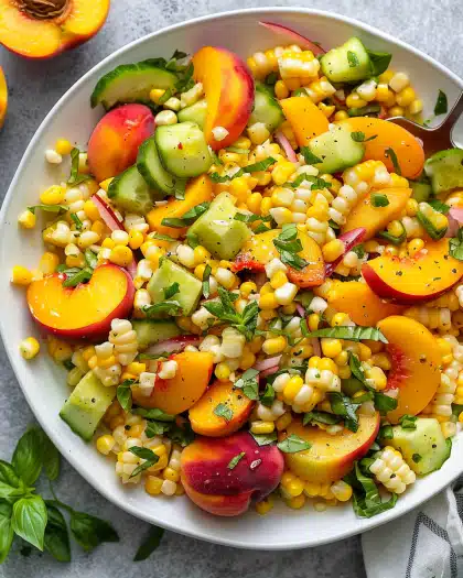 Sweet Corn Salad with Peaches