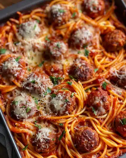 Baked Spaghetti and Meatballs