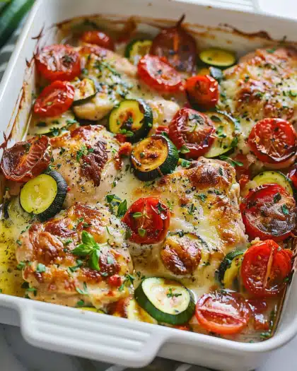 Best Mediterranean Chicken Zucchini Bake