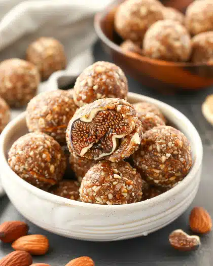No Bake Vanilla Fig Protein Balls with Nuts (Healthy Fig Newtons)