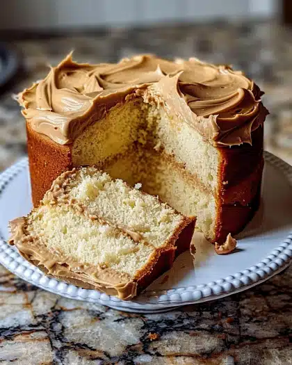 Sour Cream Pound Cake with Caramel Frosting