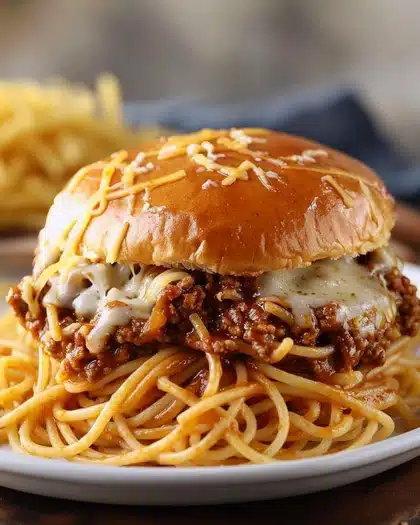 Cheesy Spaghetti Sloppy Joes