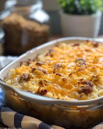 Cracker Barrel Copycat Hashbrown Casserole with Sausage