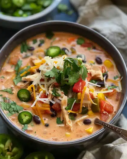 Crockpot Creamy Chicken Taco Soup