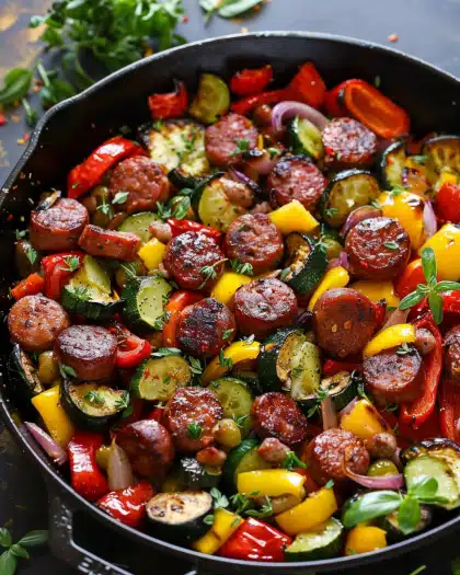 SUMMER DINNER: Smoked Sausage and Veggies Skillet