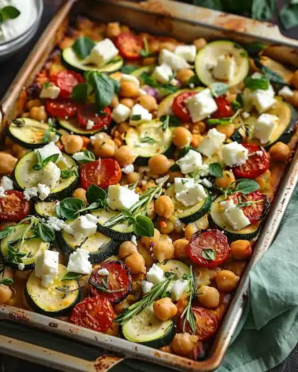 Sheet-Pan Zucchini & Chickpea Bake with Feta