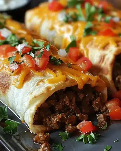 Crispy Beef & Cheesy Chimichangas