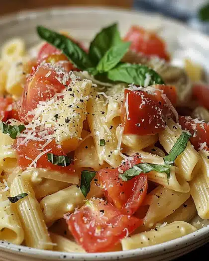 Tomato Basil Pasta with Light Ricotta Cream Sauce