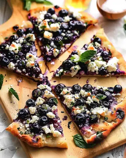 Blueberry Feta Flatbread with Hot Honey