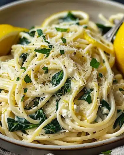 Zesty Lemon Ricotta and Spinach Pasta