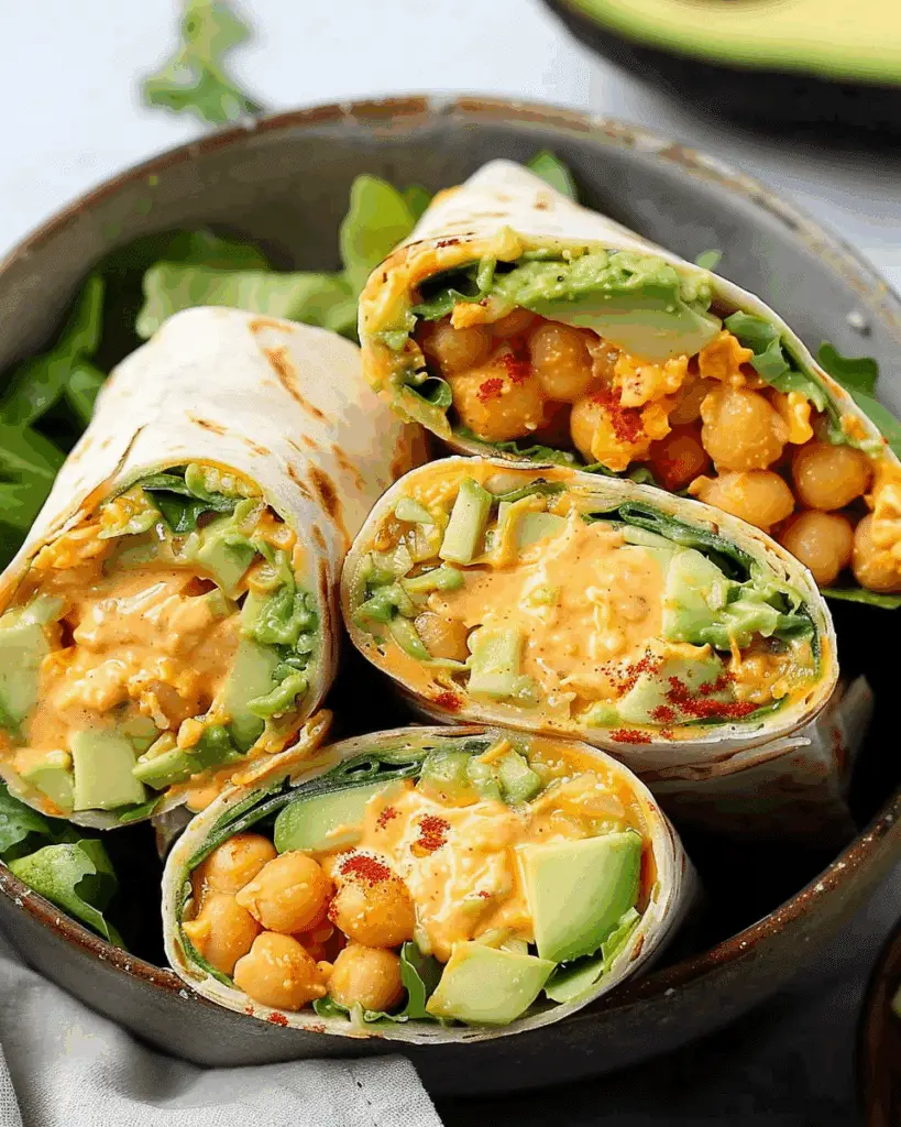 Avocado Buffalo Chickpea Salad Wraps