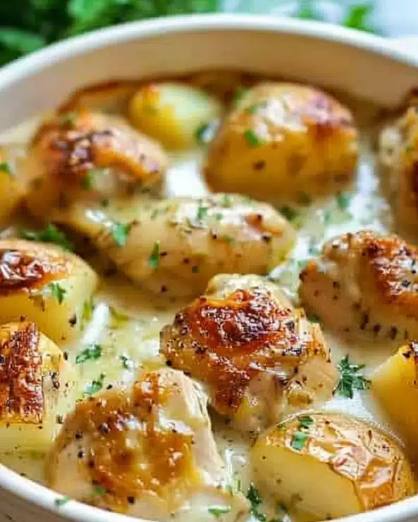 Garlic Parmesan Crockpot Chicken and Potatoes
