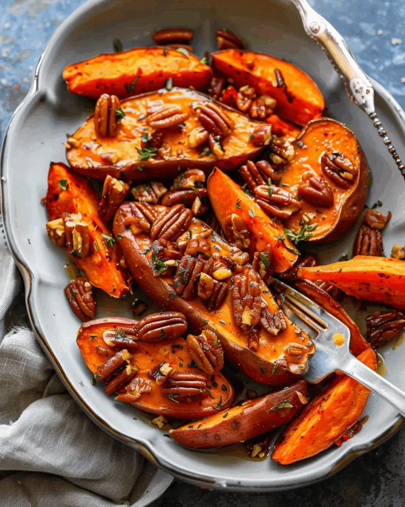 Maple-Pecan Roasted Sweet Potatoes