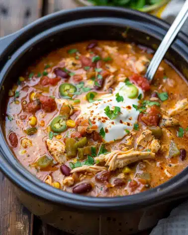 Crockpot Buffalo Chicken Chili
